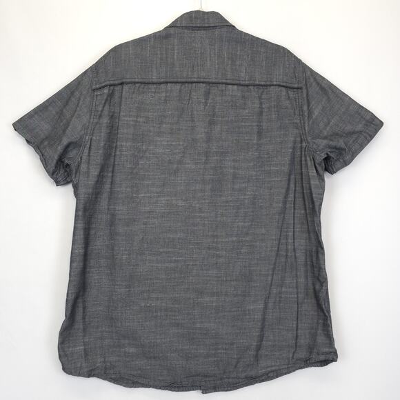 Rock & Republic Camp Button Down Shirt Flap Zip Pockets Short Sleeve Men XL Gray - Picture 2 of 9